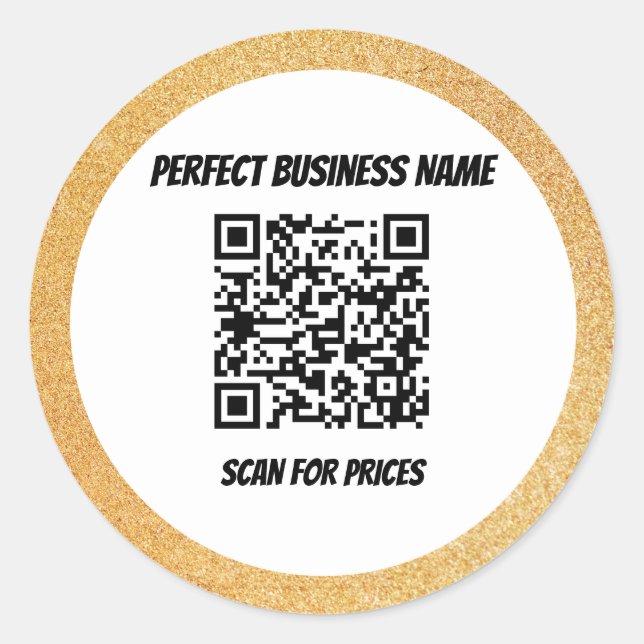 Sticker Rond QR Code Simple Black Silk Luxury Gold Frame (Devant)