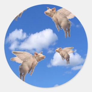 Sticker Rond Quand les porcs volent
