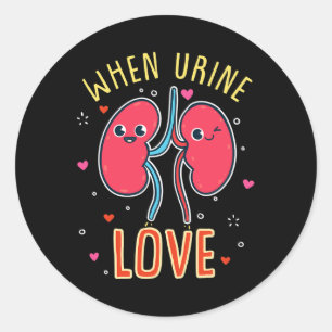 Sticker Rond Quand l'ourine aime conception des maladies du rei