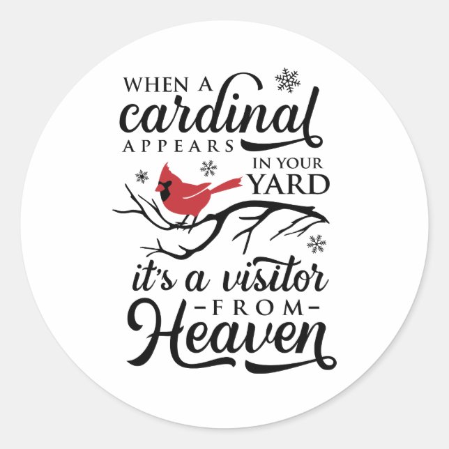 Sticker Rond Quand un cardinal visite (Devant)