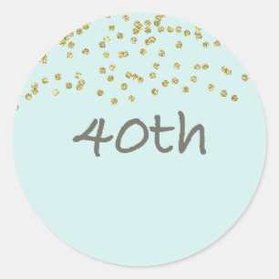 Sticker Rond quarantième Confettis d'anniversaire