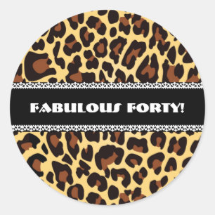 Sticker Rond Quarantième léopard et dentelle fabuleux A11