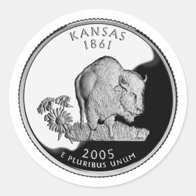 Sticker Rond Quartier d'État de Faux Kansas (Devant)