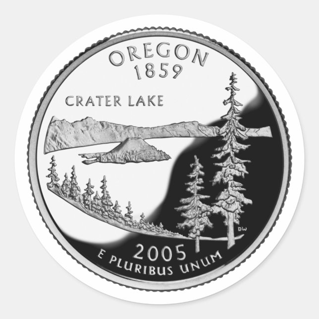 Sticker Rond Quartier d'État de Faux Oregon (Devant)