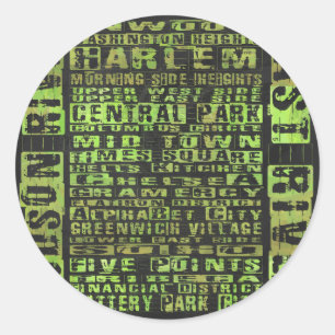 Sticker Rond Quartiers de New York Vert
