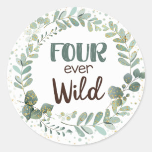 Sticker Rond Quatre Animaux Forestiers Sauvages