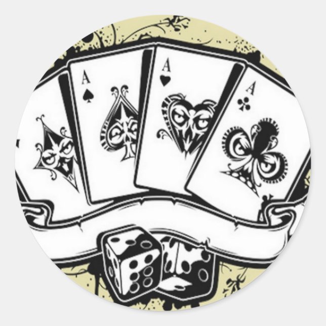 Sticker Rond Quatre cartes as (Devant)
