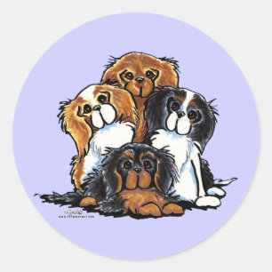 Sticker Rond Quatre Cavalier King Charles Spaniels