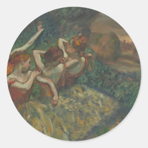 Sticker Rond Quatre danseurs d'Edgar Degas, Ballet Fine Art