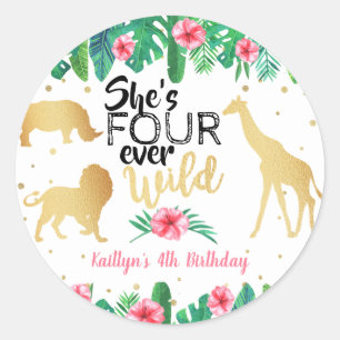 Sticker Rond Quatre Filles toujours sauvages 4e Anniversaire Cl