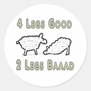 Sticker Rond Quatre Jambes Beau Mouton Drôle