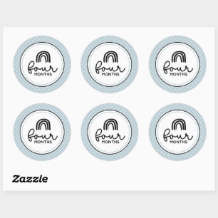 Sticker Rond Quatre mois d'arc-en-ciel et jalon pois