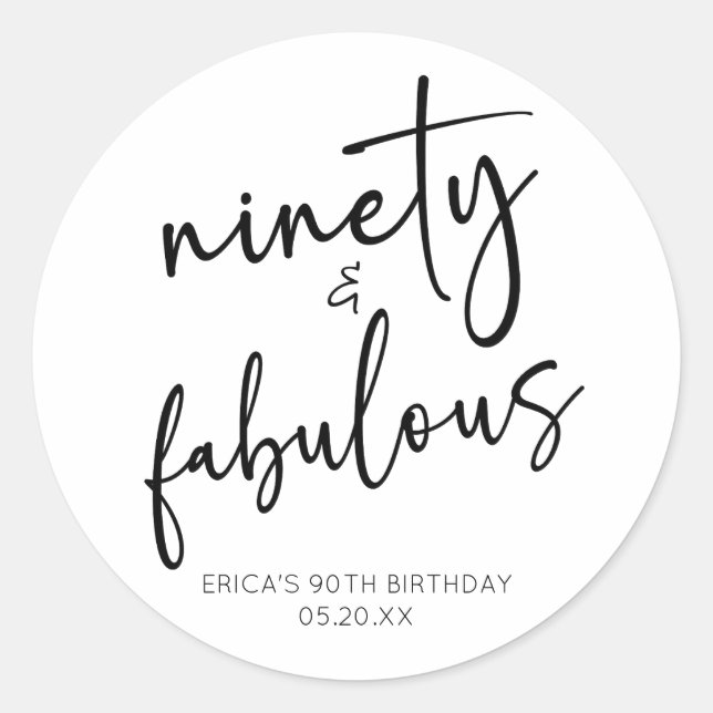 Sticker Rond Quatre-vingt-dix et fabuleux Minimal 90e anniversa (Devant)