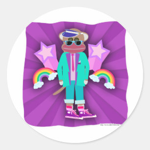 Sticker Rond Quatre-Vingt-Dix Singe De Choc