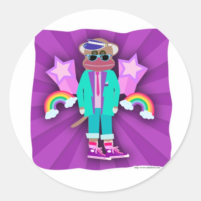 Sticker Rond Quatre-Vingt-Dix Singe De Choc (Devant)