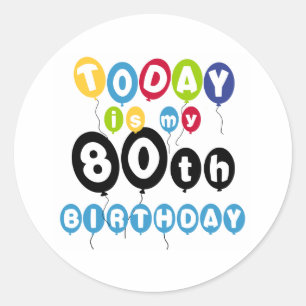 Sticker Rond Quatre-vingtième anniversaire de ballons
