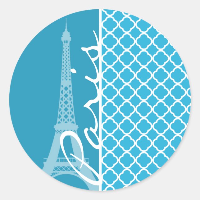 Sticker Rond Quatrefoil Cérulean (Devant)