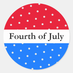 Sticker Rond QUATRIÈME JUILLET Bright Red White Blue Stripes Po