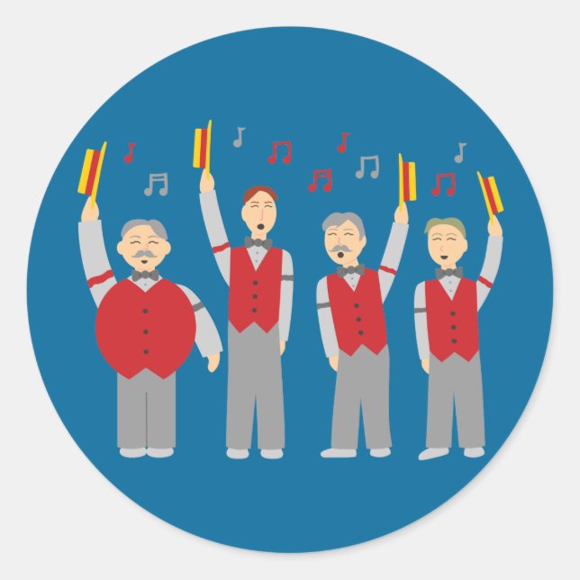 Sticker Rond Quatuor classique Barbershop (Devant)