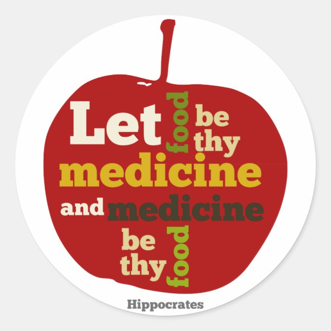 Sticker Rond Que la nourriture soit ton médicament APPLE (Devant)