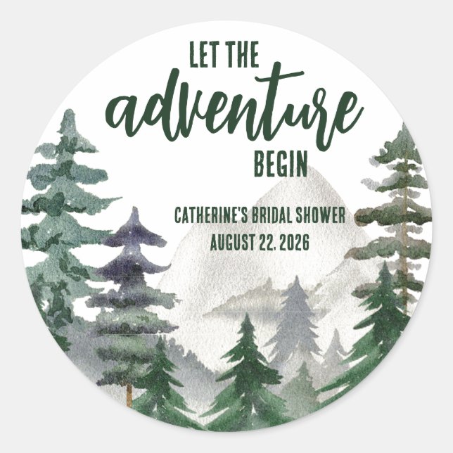 Sticker Rond Que l'aventure commence ! Cadeau de douche (Devant)