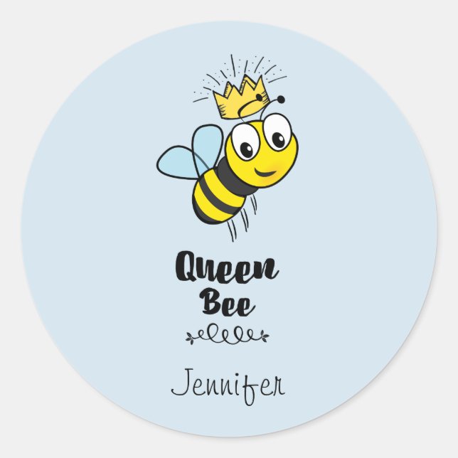Sticker Rond Queen Bee mignonne Bumble Bee avec couronne Person (Devant)