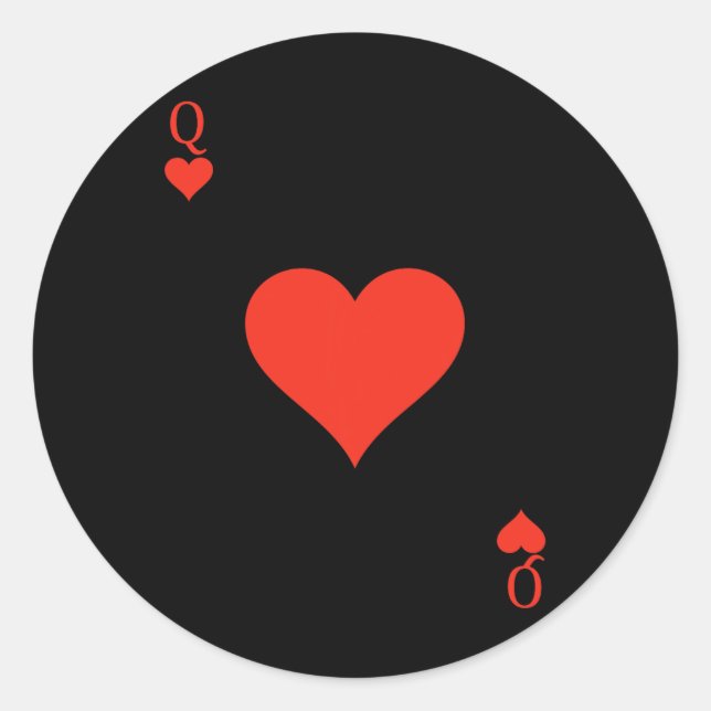 Sticker Rond Queen of Hearts Costume Deck of Cards Carte de jeu (Devant)