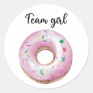 Sticker Rond Quel sera bébé équipe fille donut