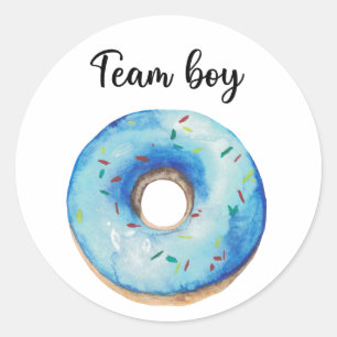 Sticker Rond Quel sera l'équipe du bébé garçon donut