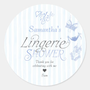 Sticker Rond Quelque chose Blue Preppy Lace Fête des mariées de