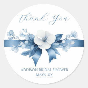 Sticker Rond Quelque chose de bleu avant moi, Floral & Bow Clas