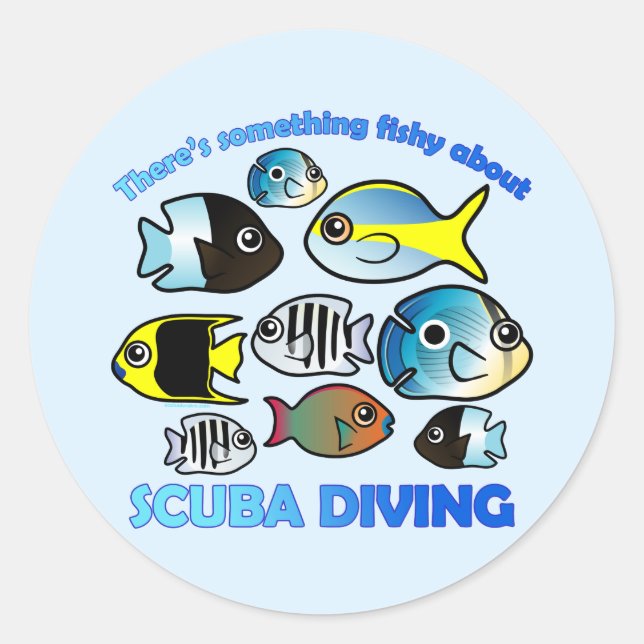 Sticker Rond Quelque Chose de poisson sur la plongée (Devant)