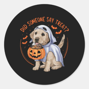Sticker Rond Quelqu'un a dit friandise_ Labrador Halloween