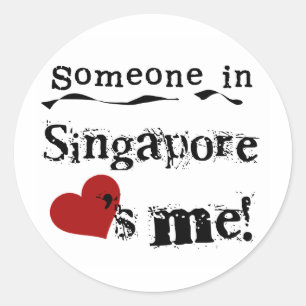 Sticker Rond Quelqu'Un À Singapour M'Aime