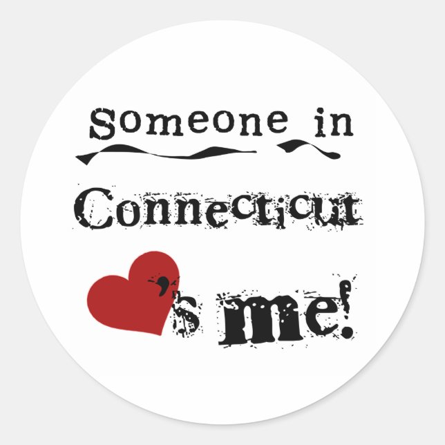 Sticker Rond Quelqu'Un Au Connecticut M'Aime (Devant)