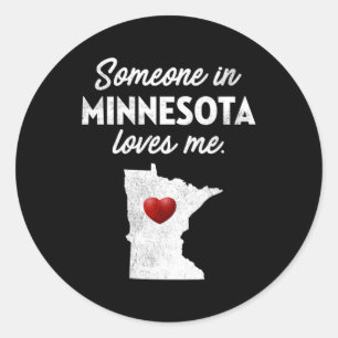 Sticker Rond Quelqu'Un Au Minnesota M'Aime Minnesota Homme