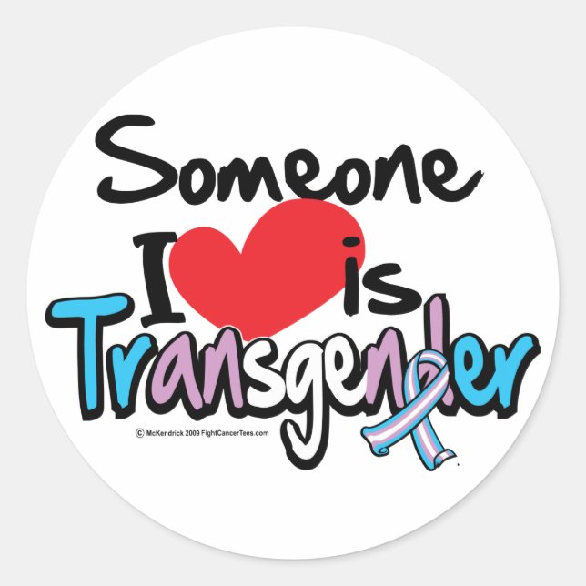 Sticker Rond Quelqu'un que j'aime est transgenre (Devant)