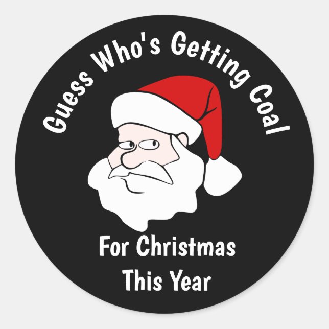 Sticker Rond Quelqu'un reçoit du charbon pour Noël (Devant)