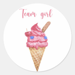 Sticker Rond Qu'est-ce que bébé fille équipe crème glacée
