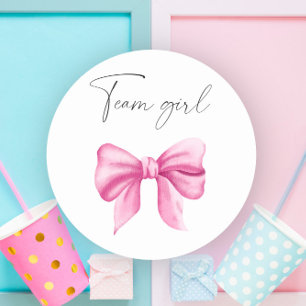 Sticker Rond Qu'est-ce que le bébé sera une fille d'équipe