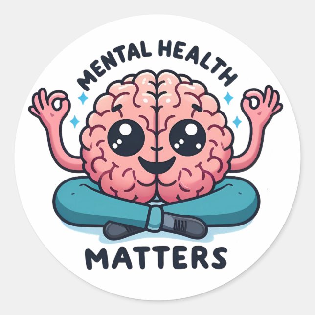Sticker Rond Questions de santé mentale (Devant)