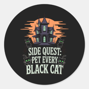 Sticker Rond Quête secondaire_ Caresser chaque chat noir Chat d