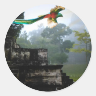 Sticker Rond Quetzel à Tikal