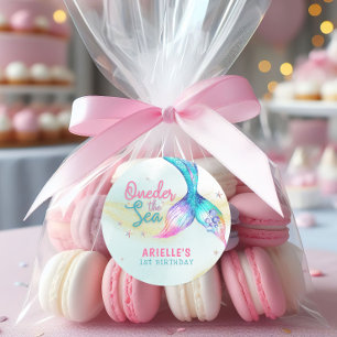 Sticker Rond Queue de sirène sur la mer 1er anniversaire