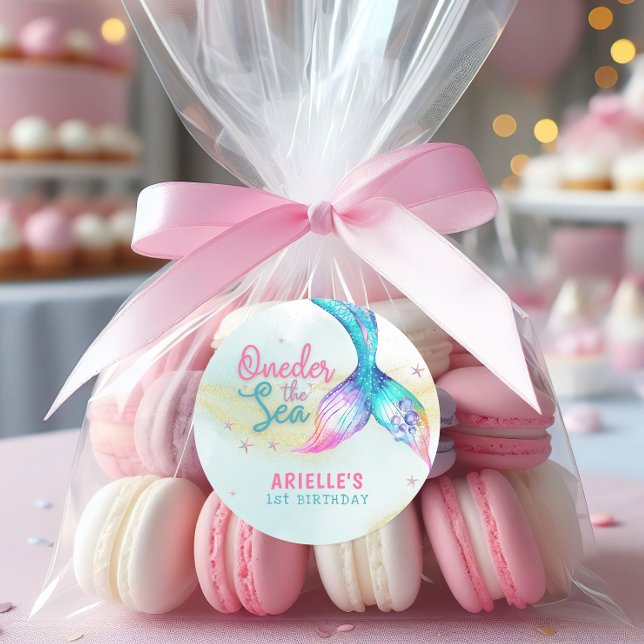 Sticker Rond Queue de sirène sur la mer 1er anniversaire (Créateur téléchargé)