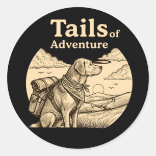 Sticker Rond Queues de chien d'aventure Amoureux de chien drôle