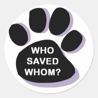 Sticker Rond Qui a sauvé qui ? Autocollant. Secourez les animau