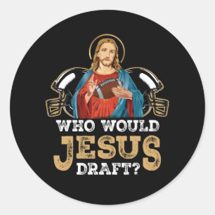 Sticker Rond Qui Jésus Ébauche Un Imaginaire Drôle Football Chr