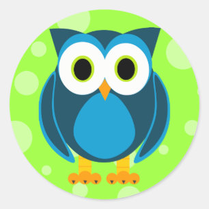 Sticker Rond Qui ? M. Owl Cartoon