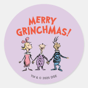 Sticker Rond Qui se tient par la main Joyeux Grinchmas